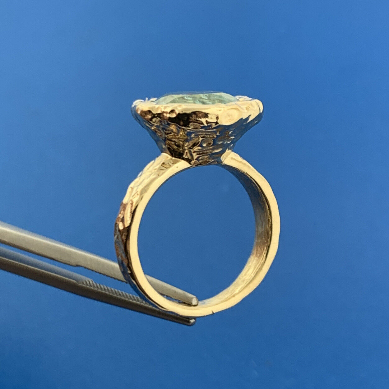 Veronese Italy Vermeil Sterling Silver Blue Topaz Solitaire Statement Ring