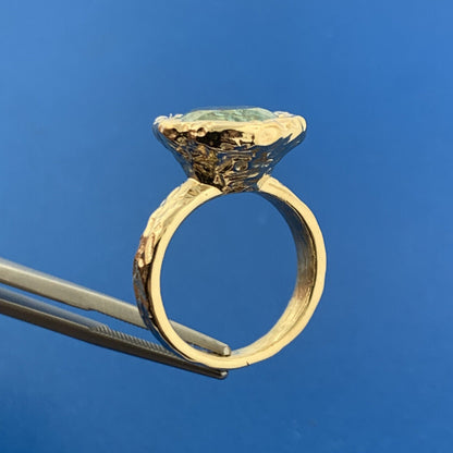 Veronese Italy Vermeil Sterling Silver Blue Topaz Solitaire Statement Ring