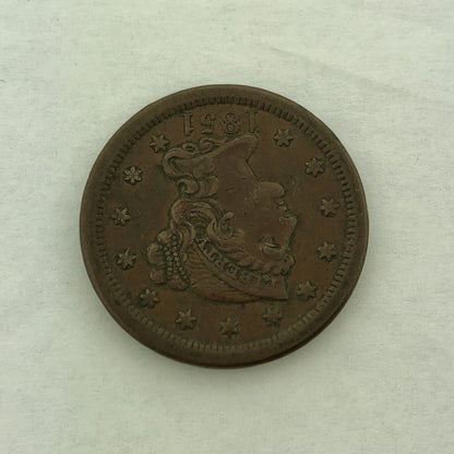 1851 Liberty Head Braided Hair Large Cent 1c Philadelphia Mint Copper Coin