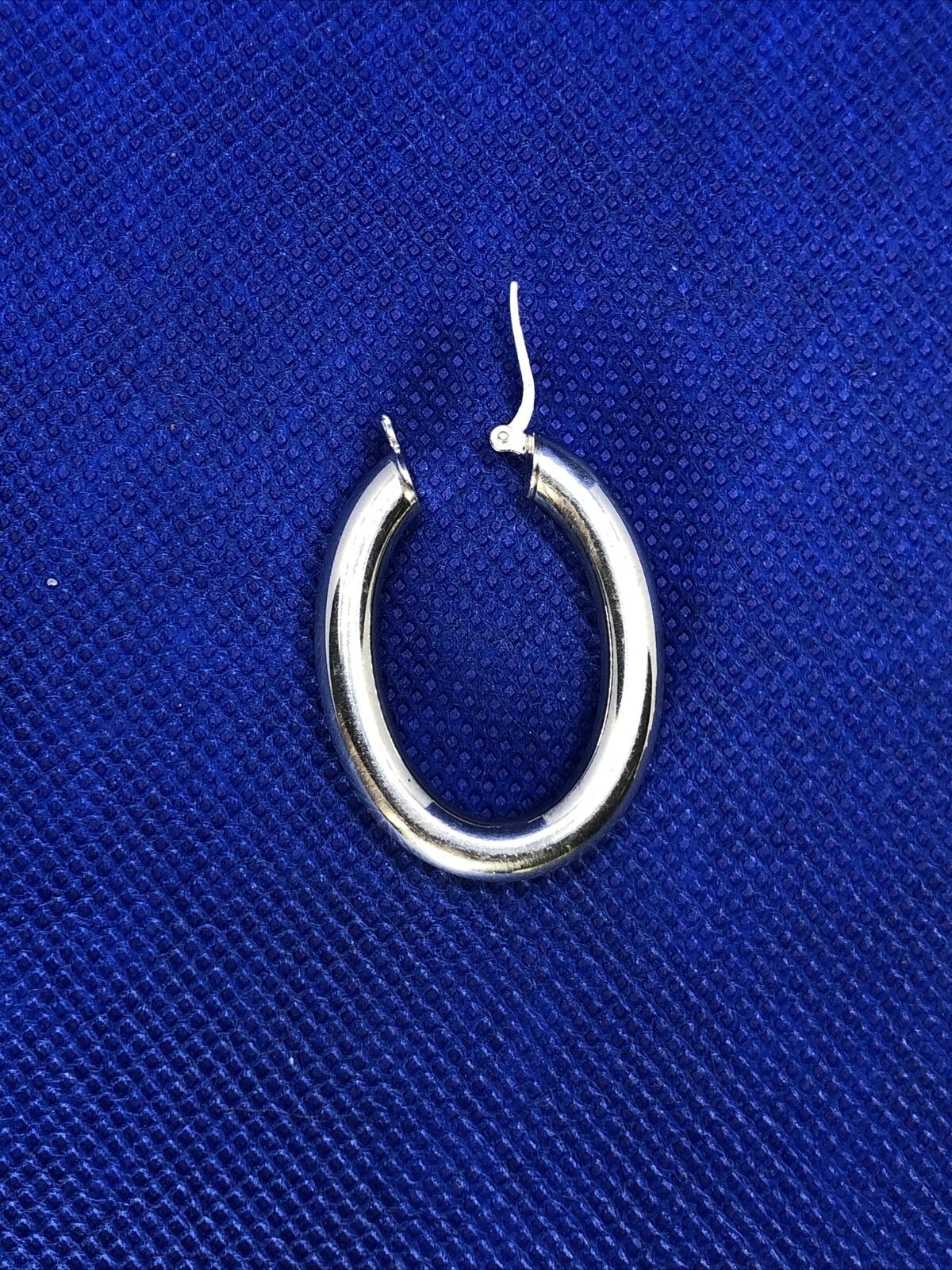 Designer Italy 925 Sterling Silver Large Polished Tubular Oval Hoop Earrings