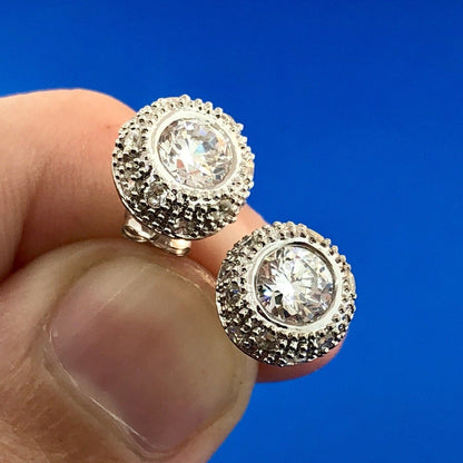 Designer 925 Sterling Silver Cubic Zirconia CZ Bridal Anniversary Stud Earrings