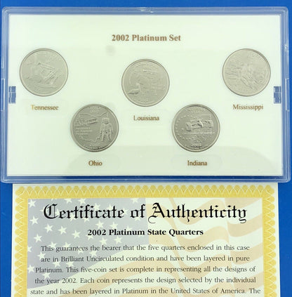 2002 P D State Quarter Collection Platinum Gold Philadelphia Denver 20 Coin Lot