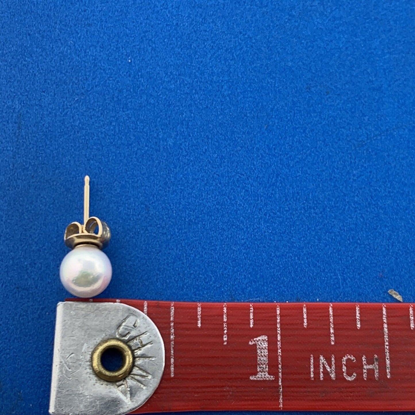 Gorgeous 14k Yellow Gold Cabochon 6mm White Pearl Friction Back Stud Earrings