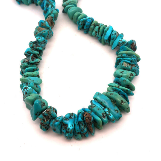 Vintage Silver Tone Irregular Graduated Turquoise Beaded Statement Necklace
