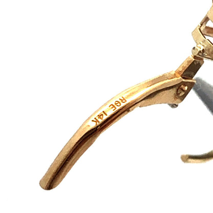 Designer RGE 14K Yellow Gold Oval Pink Tourmaline Solitaire Dangle Earrings