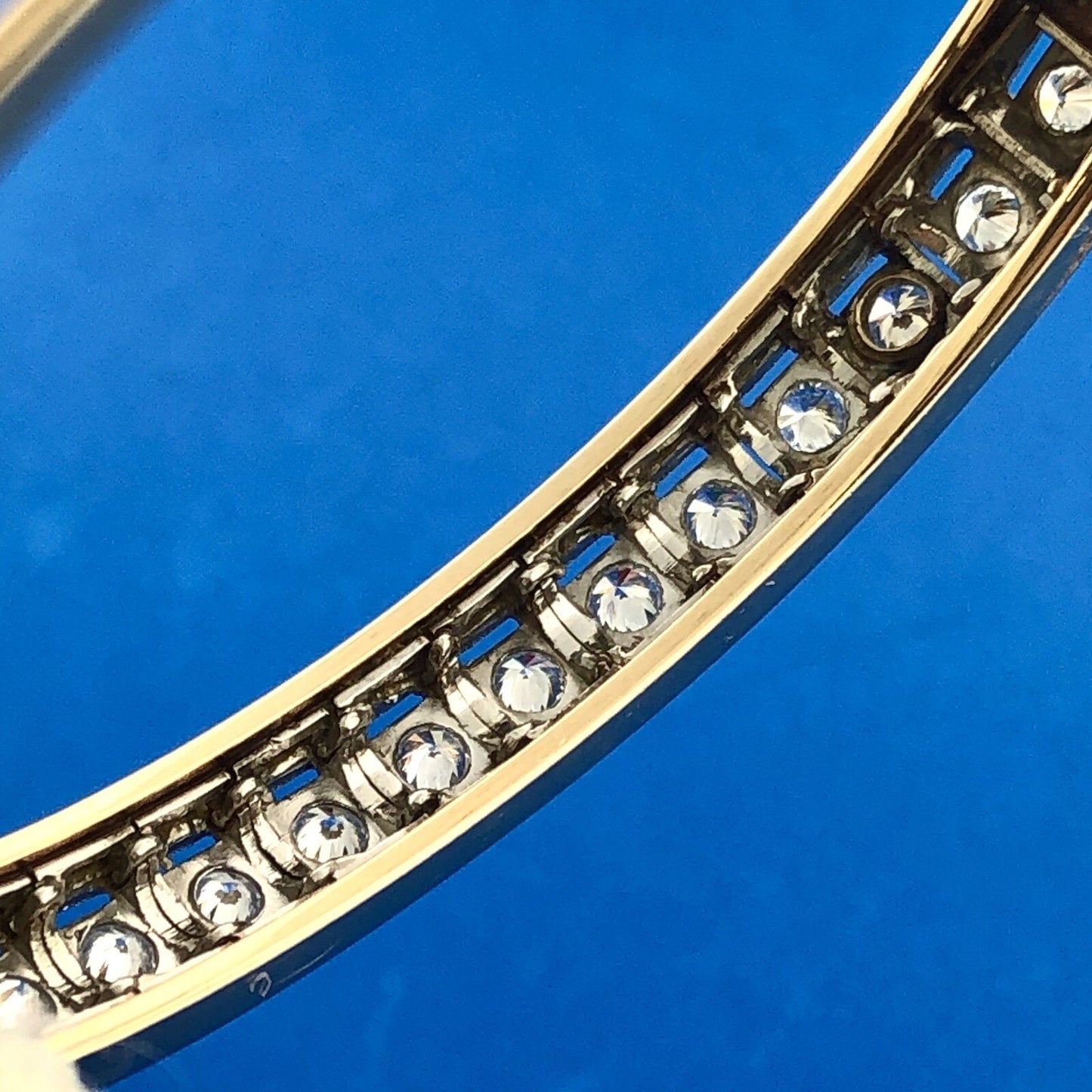 Art Deco Art Nouveaux 14K Yellow White Gold Diamond Ladder Hinged Cuff Bracelet