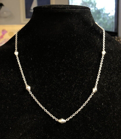 Italy 925 Sterling Silver Round Engravable Tag Station Oval Link Chain Necklace