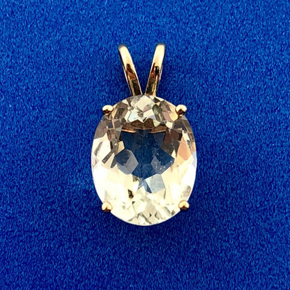 Designer 14K Yellow Gold Oval Seafoam Green Tourmaline Charm Pendant