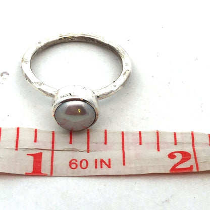 925 Sterling Silver Round Light Pink Pearl Solitaire Occasion Ring