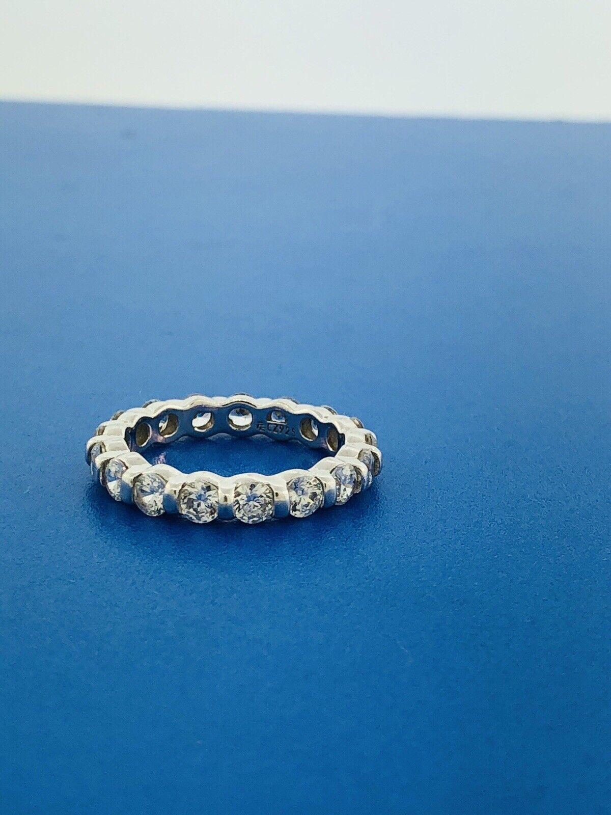 925 Sterling Silver Round Cubic Zirconia CZ Wedding Bridal Eternity Band Ring