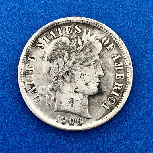 1906 O Barber Silver Dime $.10 Better Rare Scarce Key New Orleans Mint Coin