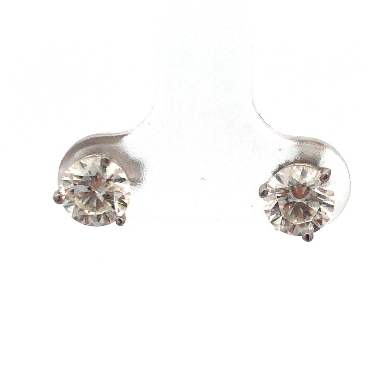 Designer 14K White Gold Round Diamond Solitaire Stud Earrings