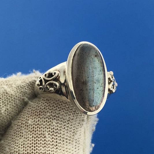 Designer D Paulus DP Sterling Silver Rainbow Moonstone Statement Cocktail Ring