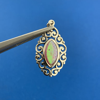 Designer CFJ 925 Sterling Silver Marquise Cabochon Pink Opal Dangle Earrings