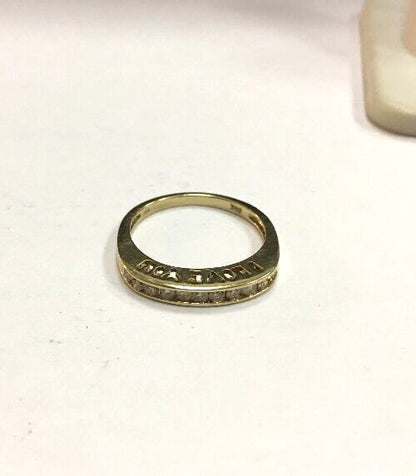 14K Yellow Gold Diamond Channel Set "I LOVE YOU" Engagement Wedding Ring