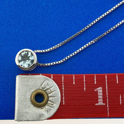 Designer STS 925 Sterling Silver 19" Box Chain Round Cubic Zirconia CZ Necklace