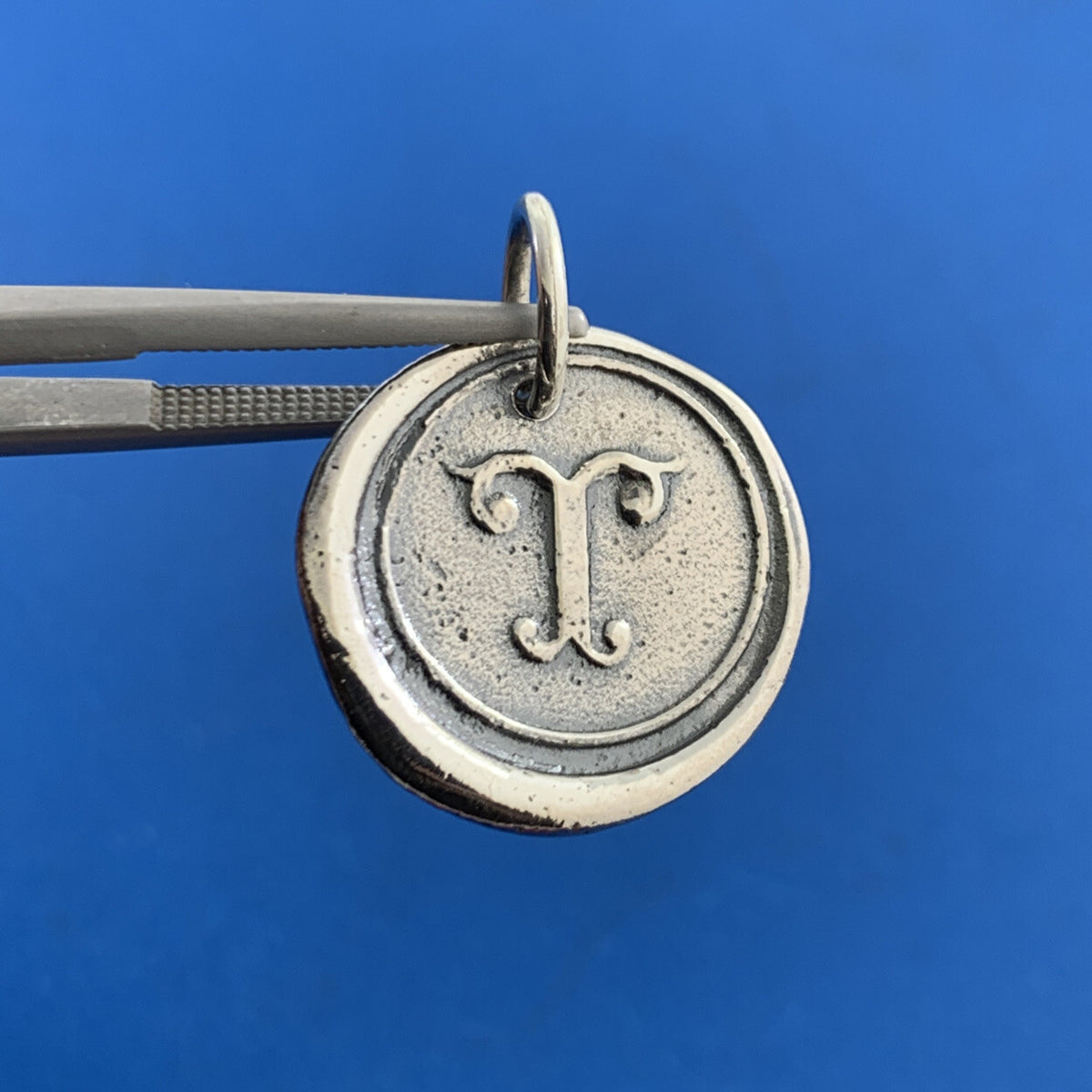 Designer 925 Sterling Silver Initial Letter T Monogram Crest Bracelet Charm