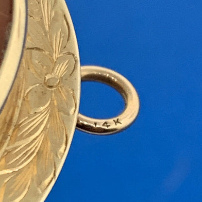 14K Yellow Gold Carved Oval Cameo Statement Brooch Pendant