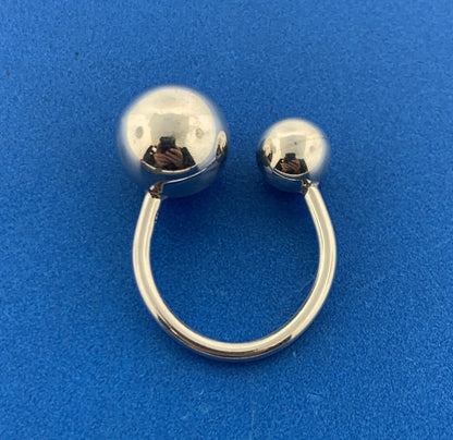 Designer 925 Sterling Silver Modernist Ball Adjustable Ring