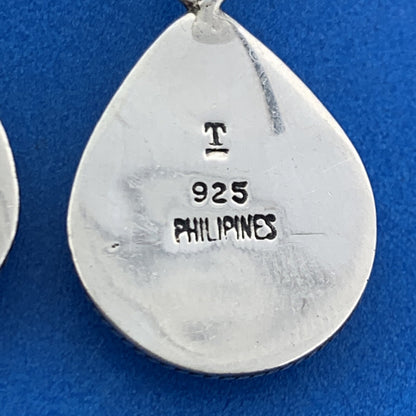 Designer 925 Sterling Silver Turquoise Inlay Doublet Drop Dangle Earrings