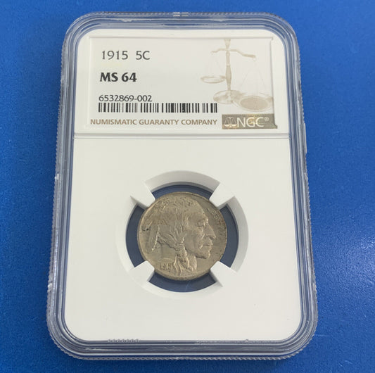 1915 P Philadelphia 5c Buffalo Nickel NGC MS64 Better Date American Graded Coin