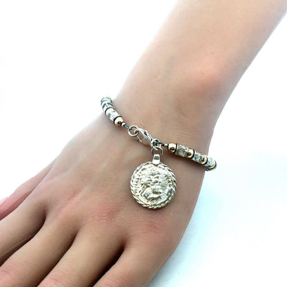 Silpada 925 Sterling Silver Gold Vermeil Two Tone Beaded Coin Bracelet