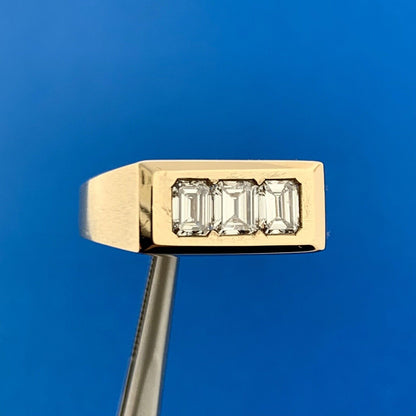 Gorgeous 14k Yellow Gold Radiant Cut Diamond Triple Set Channel Ring Size 9.5