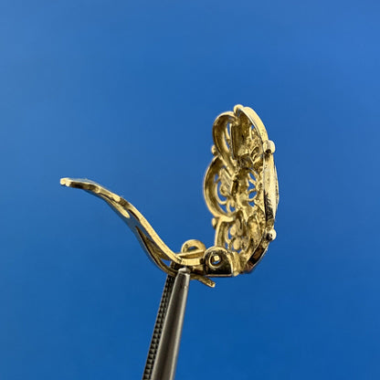 Mid Century Alice Caviness Germany Sterling Silver Vermeil Filigree Earrings