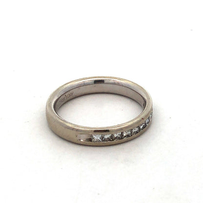 Designer Art Carved 14K White Gold Princess Diamond Channel Wedding Band Ring