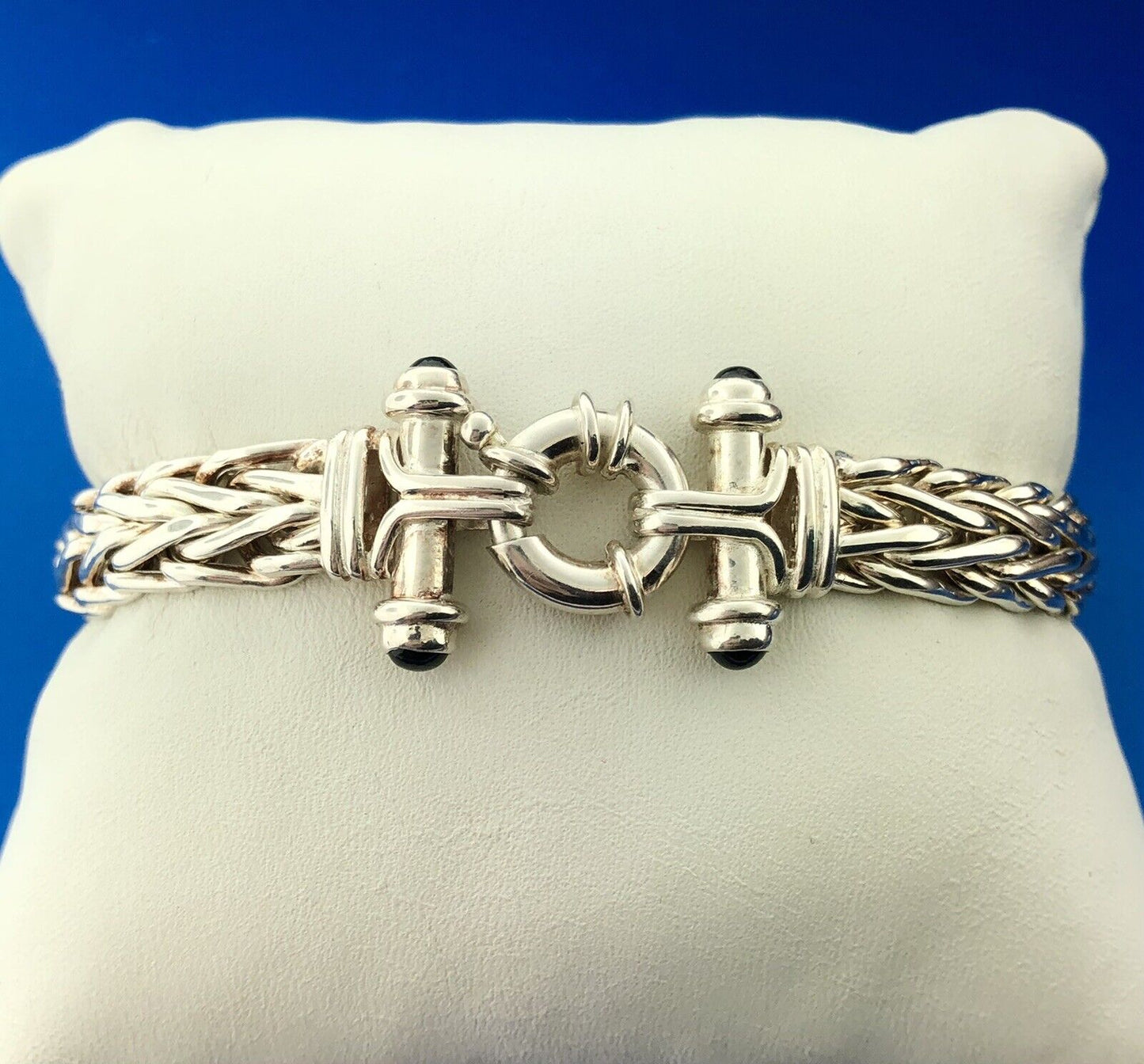 Atasay Kuyamculuk AK 925 Sterling Silver Black Onyx Reversible Link Bracelet