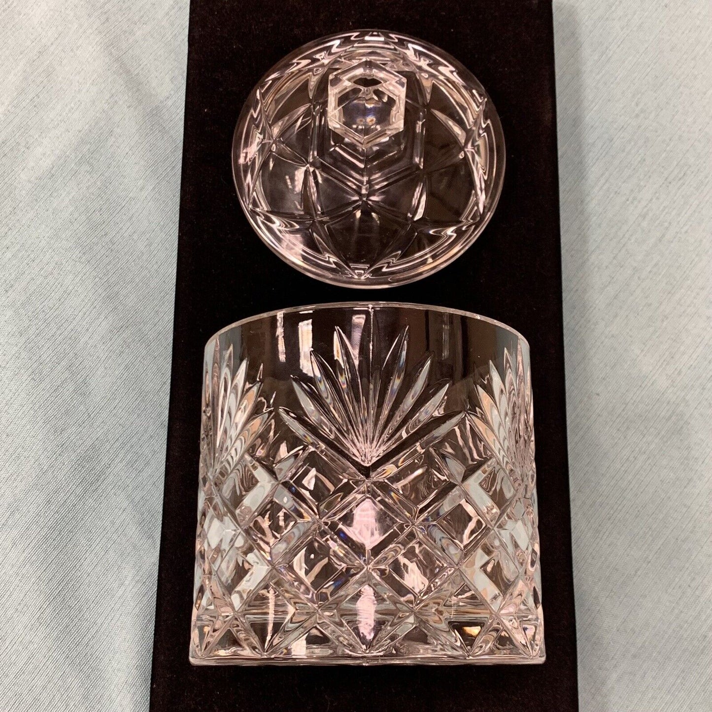 Unmarked Cut Glass Crystal Decorative Biscuit Cookie Jar w/Lid