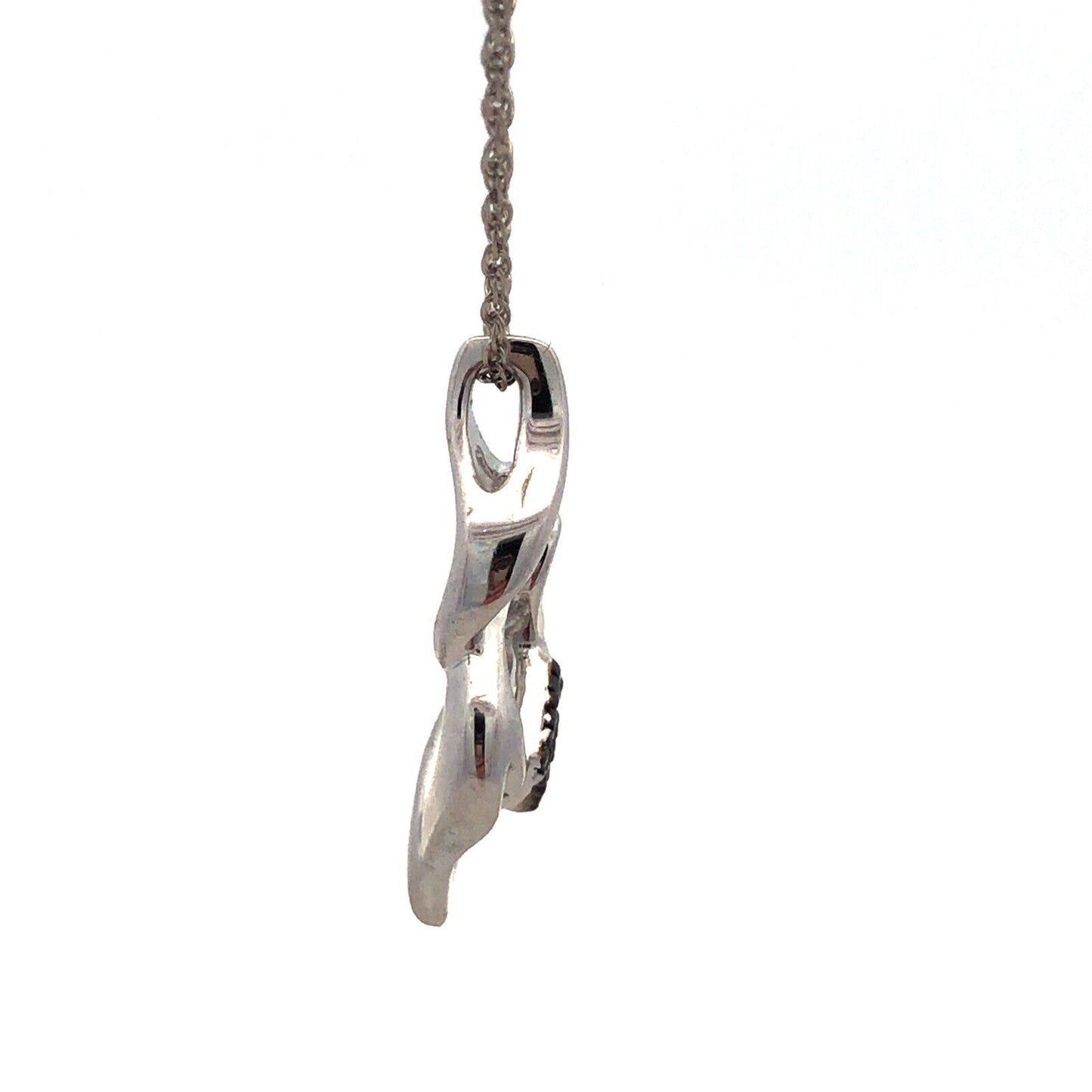 Designer SUN Sterling Silver Black White Diamond Infinity Anniversary Necklace