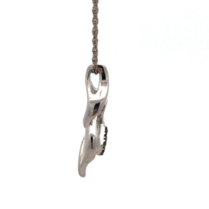 Designer SUN Sterling Silver Black White Diamond Infinity Anniversary Necklace