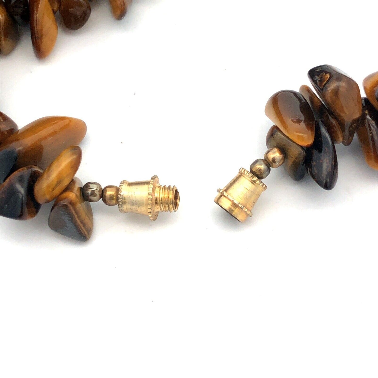 Estate Gold Tone Tiger's Eye Beaded Grounding & Protection Statement Necklace
