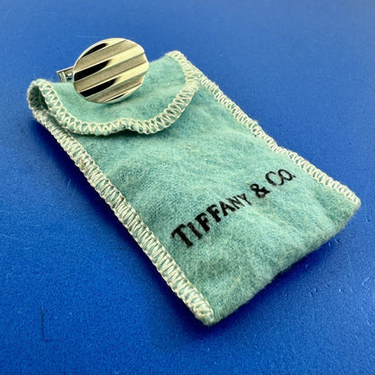 Tiffany & Co 925 Sterling Silver Oval Ribbed Single Replacement CuffLink