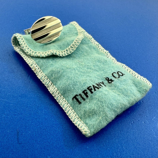 Tiffany & Co 925 Sterling Silver Oval Ribbed Single Replacement CuffLink