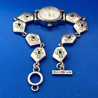 Stone Age Native American Artisan Sterling Silver 925 MOP Bracelet Watch