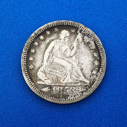 1853 P Silver Seated Quarter Dollar Arrows Rays No Motto Philadelphia Mint Coin