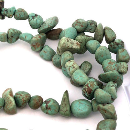 Vintage Silver Tone Green Turquoise Beaded Double Strand Statement Necklace