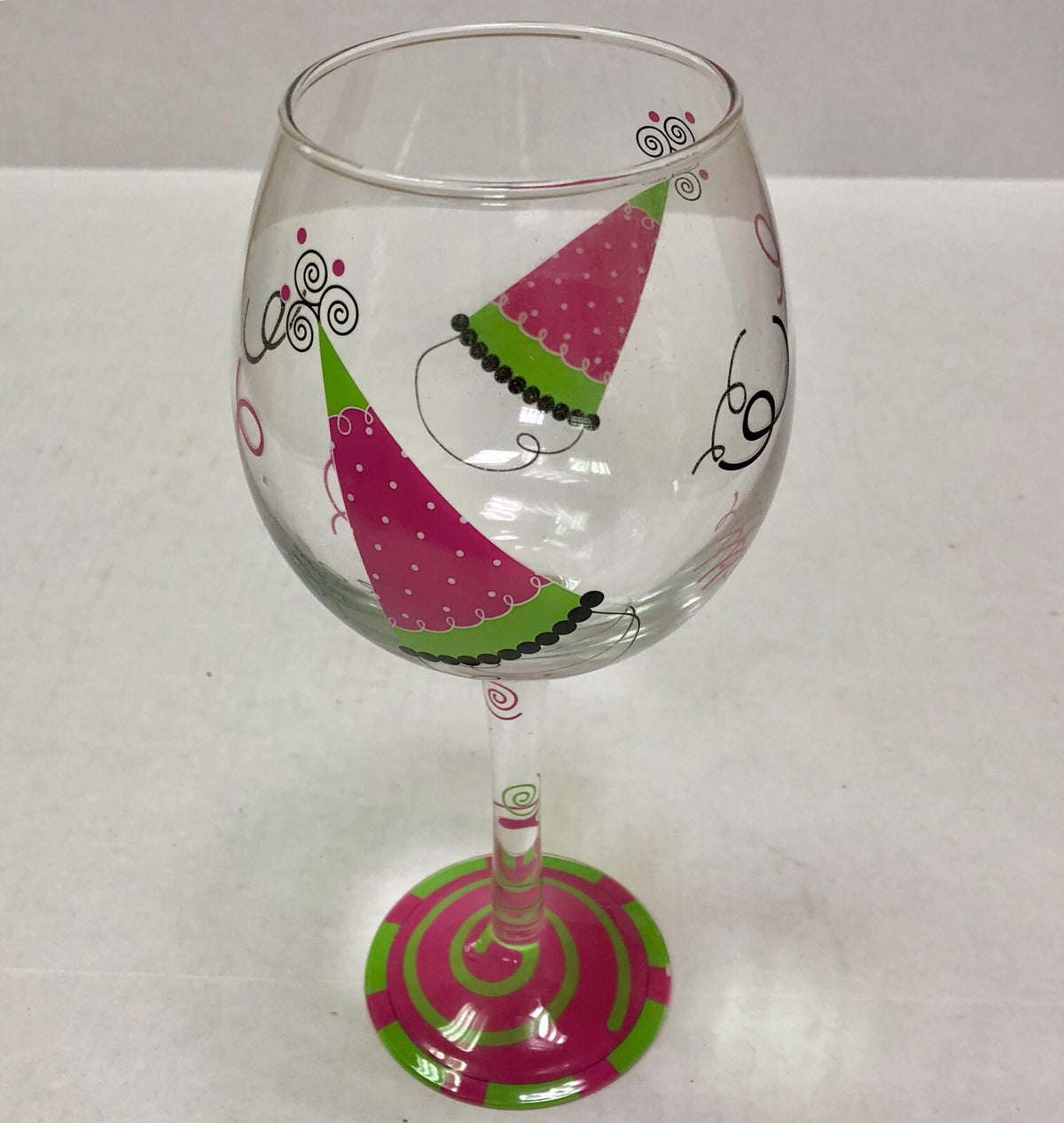 Main Street Collection MSC Hand Painted Birthday Hat Red Wine Glass New In Box