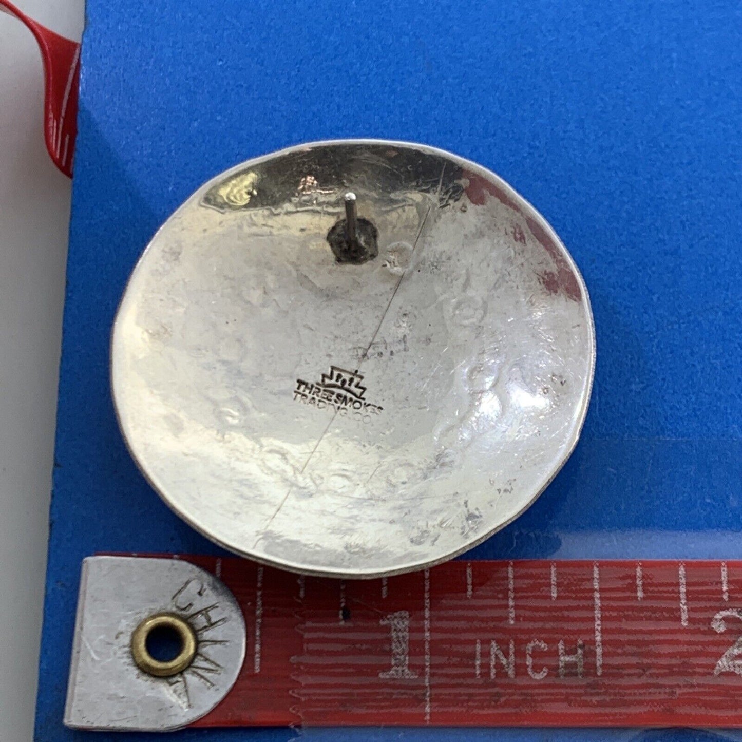 Three Smokes Trading Co 925 Sterling Silver Native American Concho Stud Earrings