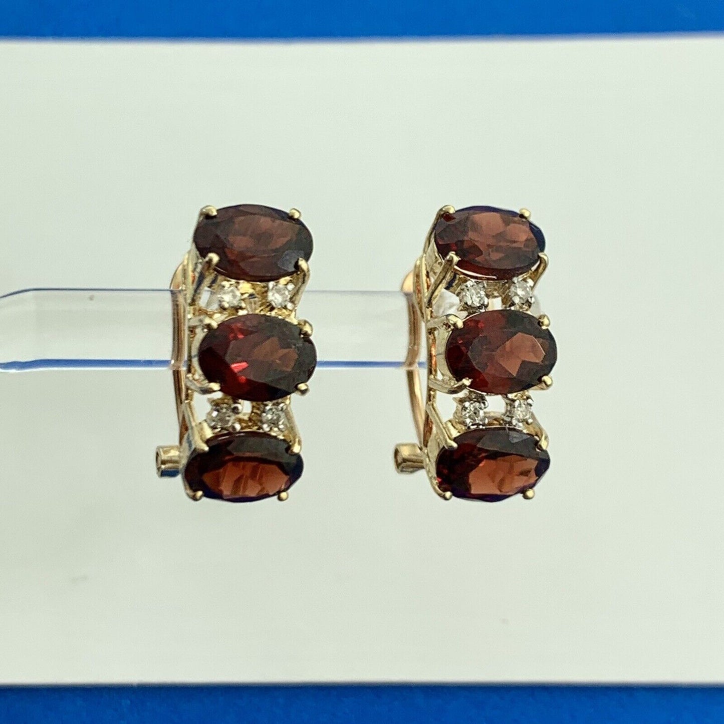 Vintage Garnet Diamond Huggie Stud Earring Pair