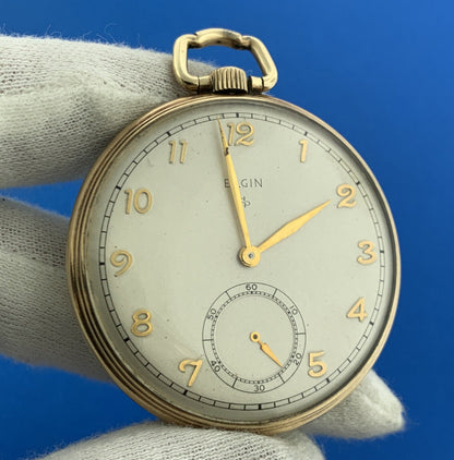 1950 Mid Century Elgin 10K Rolled Gold Grade 546 Model 5 Working Pocket Watch