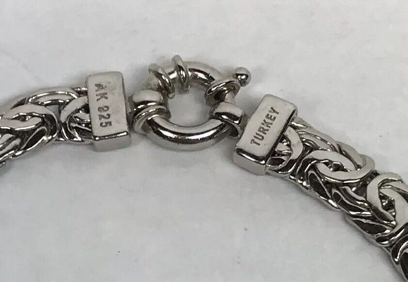 Designer Atasay Kuyumculuk AK Turkey Sterling Silver Byzantine Link Bracelet