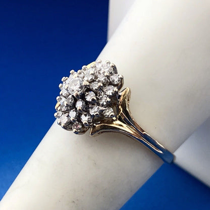 Tru Glo 14K Yellow Gold Diamond Waterfall Cluster Engagement Cocktail Ring