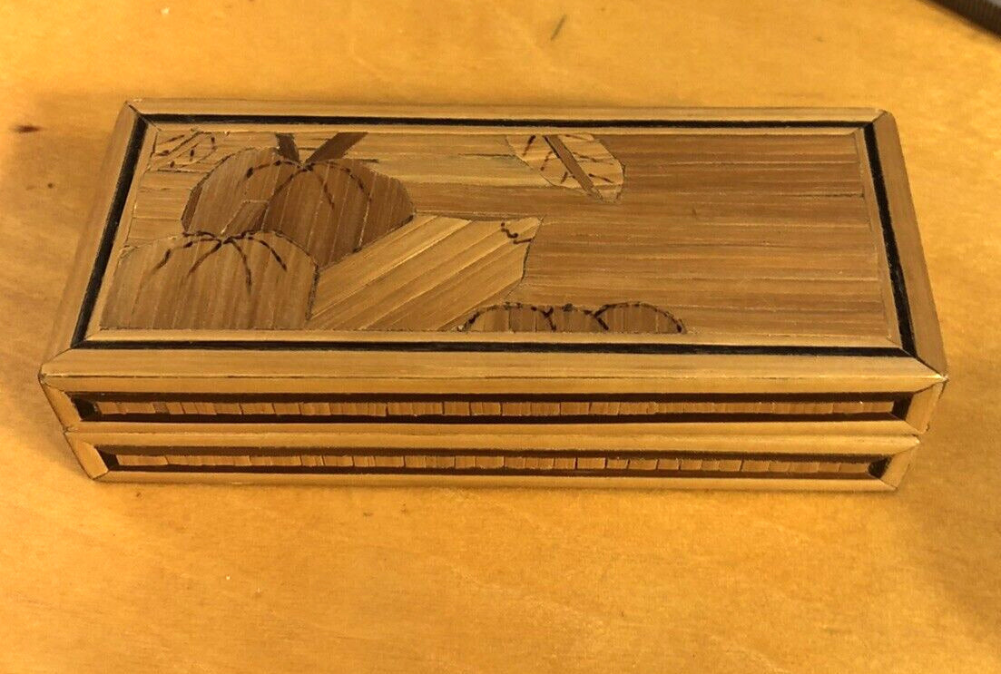Vintage Bamboo Hand Made Lot Of Two Trinket Boxes