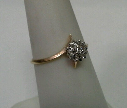 10k Yellow Gold Ring with .05tcw 1/20 Diamond Cluster Size 6.25
