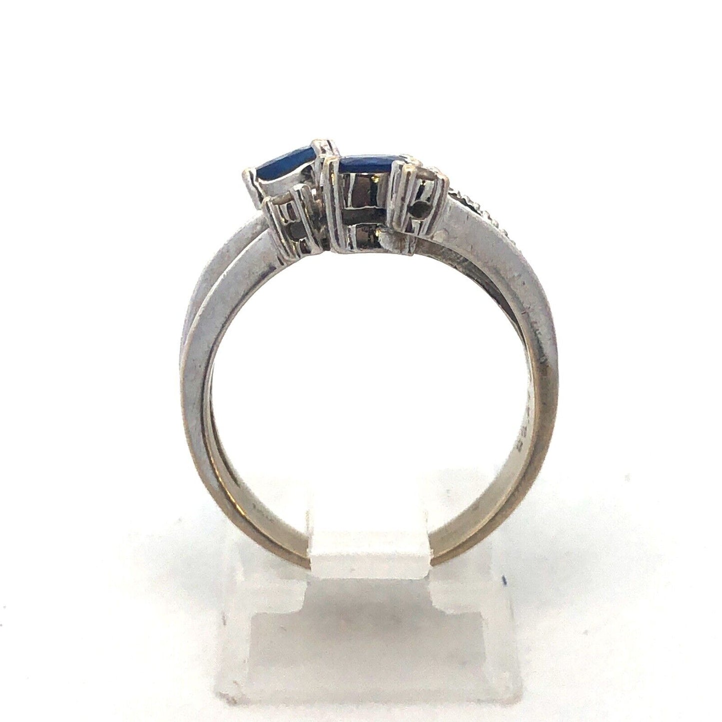 One-of-a-kind 14k White Gold Diamond and Sapphire Statement Ring