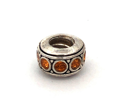 Designer Chamilia 925 Sterling Silver Round Orange Cubic Zirconia Spacer Charm