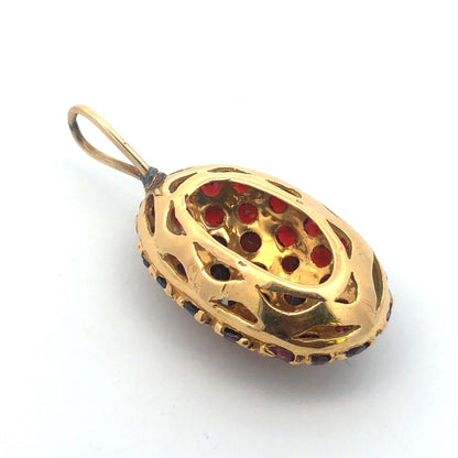 Custom 14k Yellow Gold Large Pendant with Stunning Garnet Gemstones